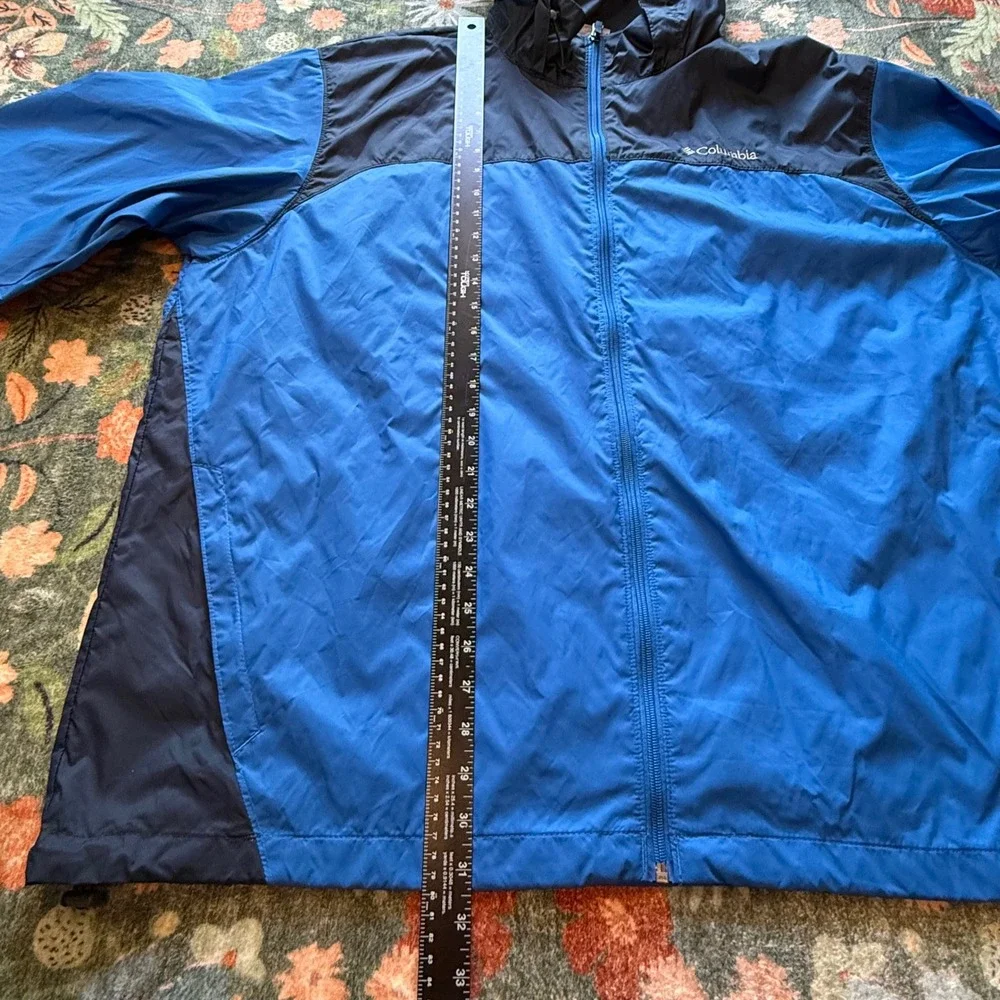 Columbia Glennaker Lake Rain Jacket Mens‎ Blue Navy Windbreaker RM2015 Hooded